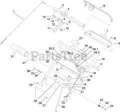 Toro 38694 - Toro 36" Walk-Behind Mower, Fixed Deck, T-Bar, Gear Drive (SN: 290000001 - 290999999) (2009) HANDLE AND CONTROL ASSEMBLY