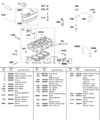 Briggs & Stratton 581447-0375-E2 - Briggs & Stratton Horizontal Engine Head, Rocker Cover, Ignition, Breather Hoses