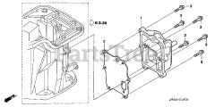 Honda BFP9.9 D5 LHA (BABJ) - Honda Outboard Engine, Made in Japan (SN: BABJ-1400001 - BABJ-1499999) EXHAUST CHAMBER COVER