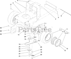 Toro 30499 - Toro 52" Walk-Behind Mower, Floating Deck, Split Lever, Hydro Drive (SN: 280001001 - 280001100) (2008) PUMP DRIVE AND WHEEL ASSEMBLY