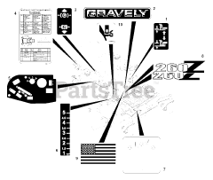 Gravely 992075 (PM 260Z) - Gravely Pro-Master 60" Zero-Turn Mower, 27hp Daihatsu (SN: 001501 & Above) Decals (Part 2)