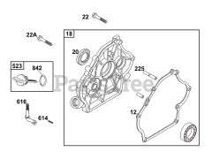 Briggs & Stratton 117432-0624-B1 - Briggs & Stratton Horizontal Engine Crankcase Cover/Sump and Lubrication Group