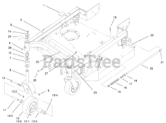 Toro 30135 - Toro 36" Side-Discharge Mower Deck (SN: 210000001 - 210999999) (2001) Carrier Frame And Castor Assembly
