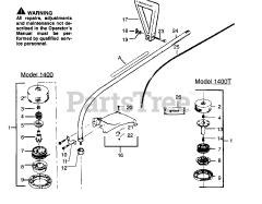 Weed Eater 1400 T - Weed Eater String Trimmer CUTTING HEAD &amp; DRIVE SHAFT