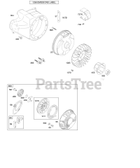 Briggs & Stratton 201417-0163-E9 - Briggs & Stratton Horizontal Engine Blower Housing/Shrouds, Flywheel, Rewind Starter