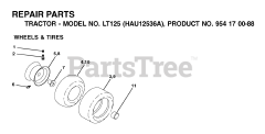 Husqvarna LT 125 (954170088-A) - Husqvarna Lawn Tractor (2003-01) WHEELS &amp; TIRES