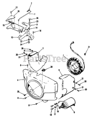 Toro 91-20KS02 (D-200) - Toro Lawn Tractor (1979) D-160 Onan Engine, Governor, Starter, Charging Alternator And Blower Housing Group