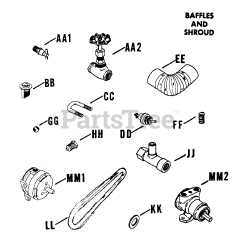Kohler K161-281026 - Kohler K-Series Engine, Made for Yazoo, 7hp, 5.2kW Baffles And Shroud (Cont.) 0203006728