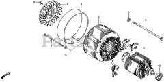 Honda EM2200 A (GE200) - Honda Generator, Made in Japan (SN: GE200-1000001 - GE200-9999999) ROTOR + STATOR