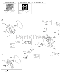 Briggs & Stratton 106232-0145-H7 - Briggs & Stratton Horizontal Engine Camshaft, Crankcase Cover, Crankshaft, Cylinder, Piston/Rings/Connecting Rod, Warning Label