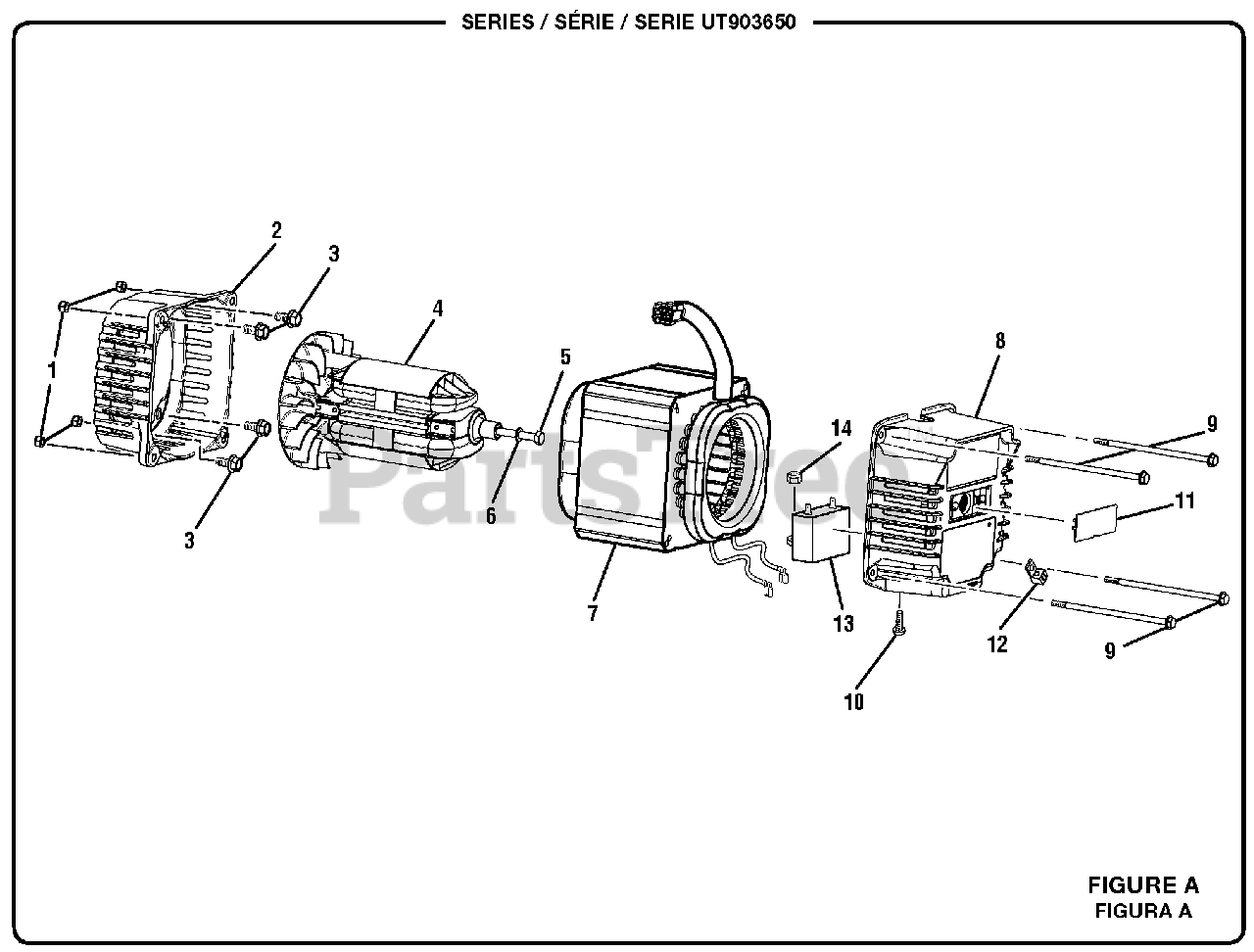 Homelite UT903650 Homelite 3,650 Watt Generator Figure A Parts