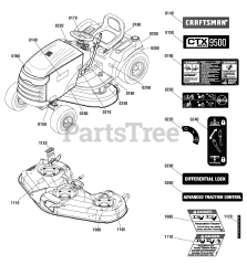 Craftsman 107.250060 (2691087-00) - Craftsman CTX9500 Series 52" Lawn Tractor, 26hp (2012)
