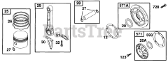 Briggs & Stratton 233451-2530-01 - Briggs & Stratton Horizontal Engine Piston Grp, Bearing Cvrs,