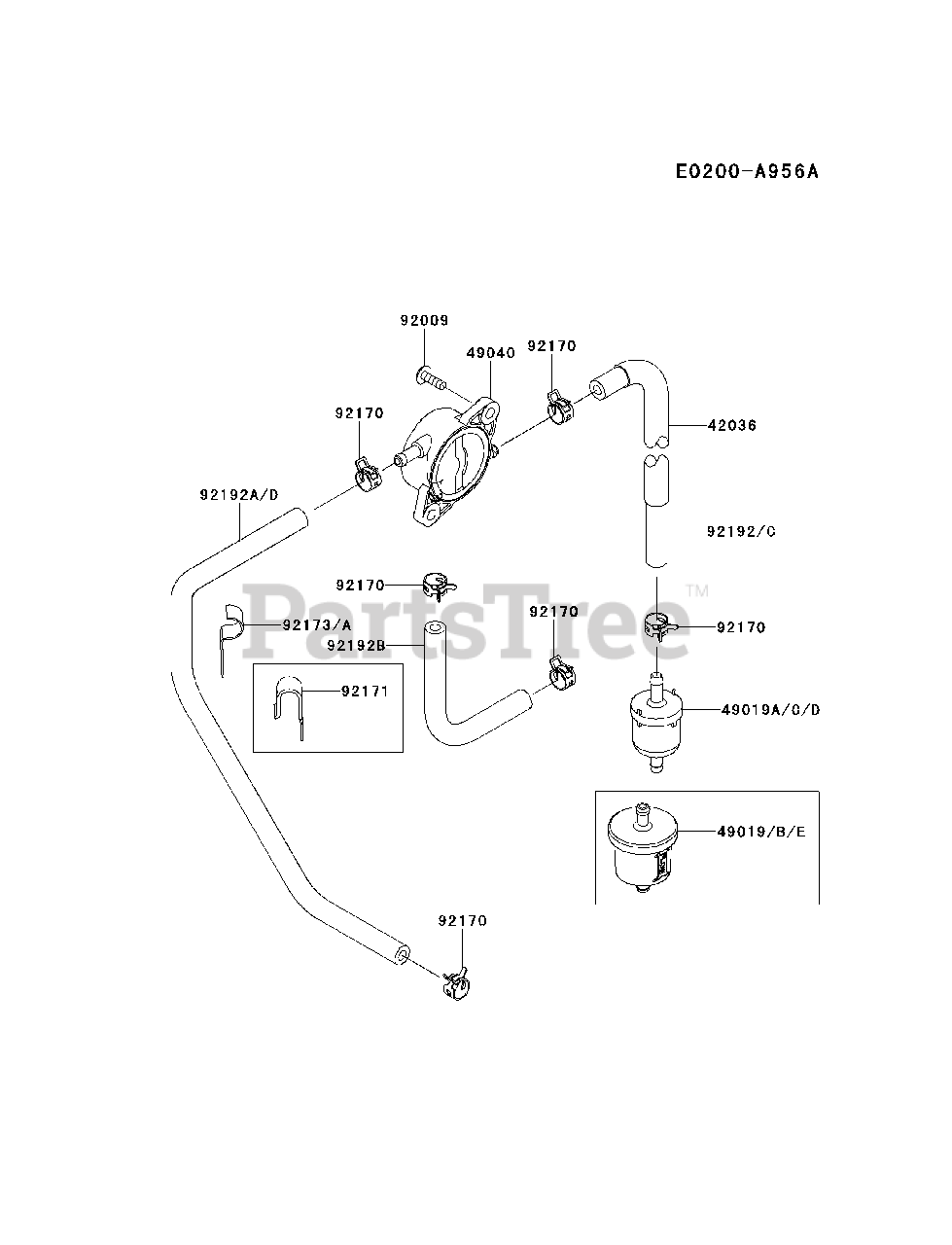 Kawasaki FR691V-BS19 - Kawasaki Engine FUEL-TANK/FUEL-VALVE Parts