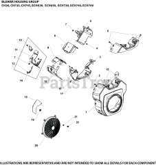 Kohler ECH730-3001 - Kohler Command PRO EFI Engine, Basic Version, 25hp, 18.61kW Blower Housing Group 6-24-460 ECH630-749