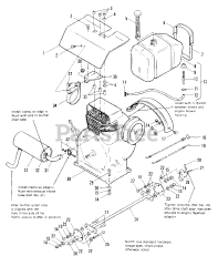 AGCO 912 H (1691125) - AGCO Garden Tractor, 12hp Engine, Exhaust &amp; Drive Shaft Group - 7112 Early Models