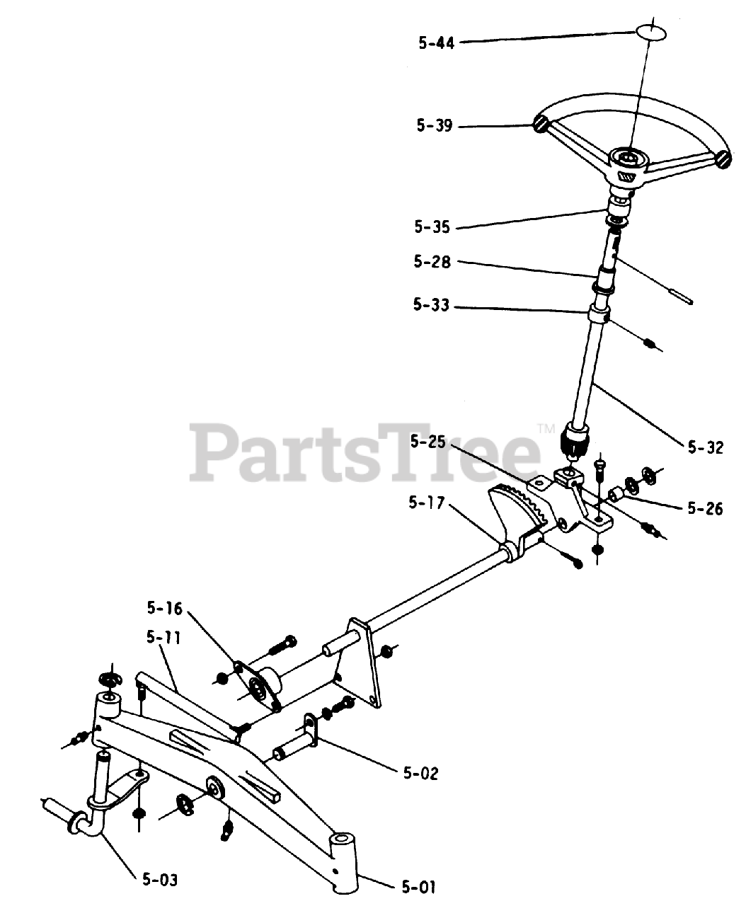 Toro 1-0357 (C-120) - Toro Lawn Tractor (1975) 5.000 Front Axle And Steering (fig. 5)