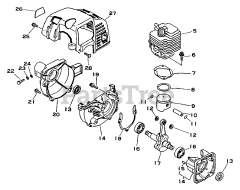 Echo SRM-1500 - Echo String Trimmer (Original Version) Engine, Crankcase, Fan Housing, Cover