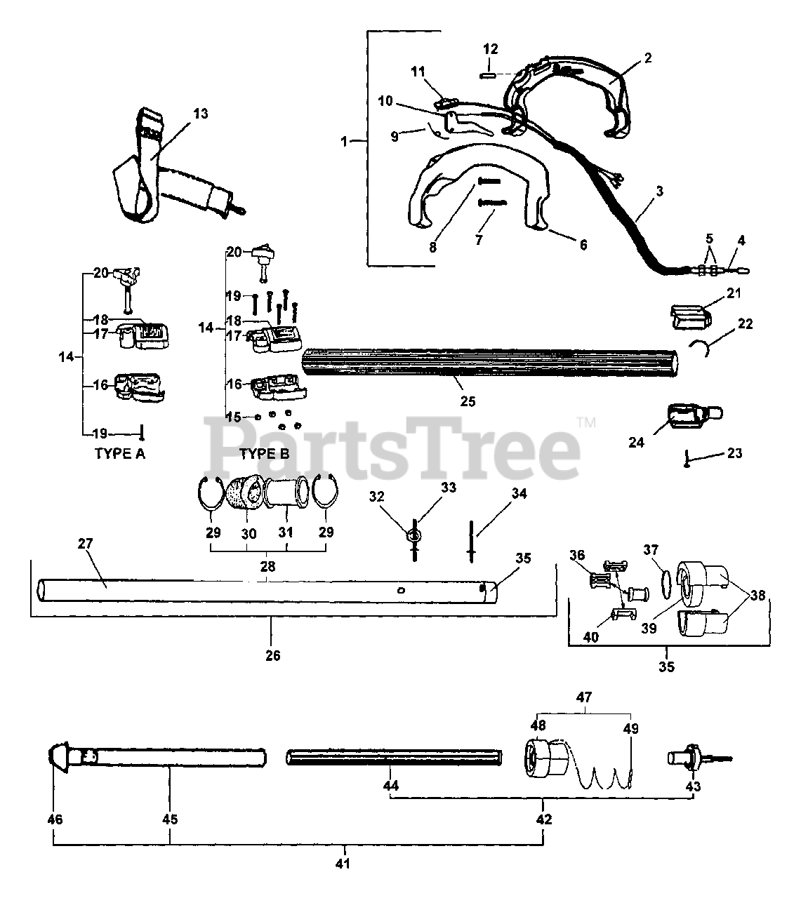 Echo PP1200 Echo Pole Saw Parts (Type 1E) Driveshaft, Handle