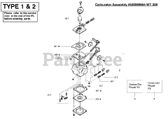 Weed Eater PE 550 - Weed Eater Edger, Type 2 Carburetor Type 1-2