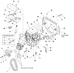 Simplicity 1693765 - Simplicity Legacy 54" Garden Tractor, 23hp Engine Group - Air Cooled Models