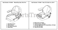 Ferris IS 2100Z (5901333) - Ferris IS2100Z Series 61" Zero-Turn Mower, 28hp Briggs & Stratton Seat Replacement Parts - 5103354 &amp; 5104681
