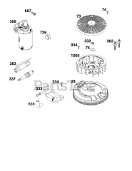 Briggs & Stratton 44U877-0023-B5 - Briggs & Stratton Vertical Engine Flywheel, Ignition, and Starter Group