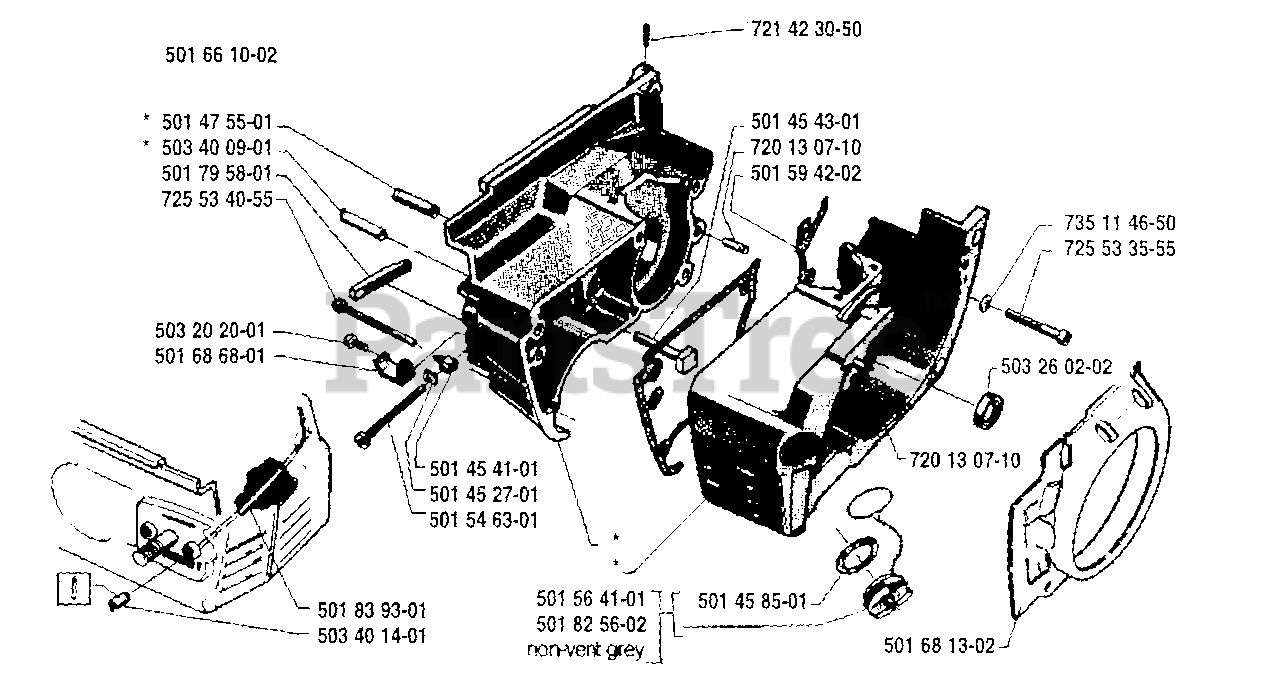 Husqvarna 44 Husqvarna Chainsaw (198701) Crankcase Assembly Parts