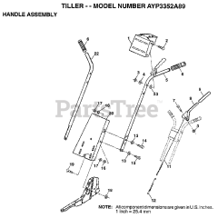 Electrolux/AYP 3352 A89 - Electrolux/AYP Tiller (1998) HANDLE ASSEMBLY