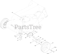 Toro 22297 - Toro 21" Heavy-Duty Recycler Walk-Behind Mower (SN: 316000001 - 316999999) (2016) Height-of-Cut and Wheel Assembly