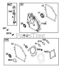 Briggs & Stratton 13A135-0026-F1 - Briggs & Stratton Horizontal Engine Crankcase Cover/Sump and Lubrication Group