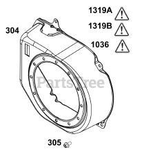 Briggs & Stratton 106232-0389-F1 - Briggs & Stratton Horizontal Engine Blower Housing Group