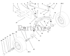 Toro 73470 (518 xi) - Toro Garden Tractor (SN: 089000001 - 089999999) (1998) Tie Rods, Spindle Front Axle Assembly