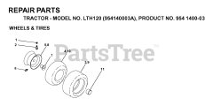 Husqvarna LTH 120 (954140003-A) - Husqvarna Lawn Tractor (1997-01) WHEELS &amp; TIRES