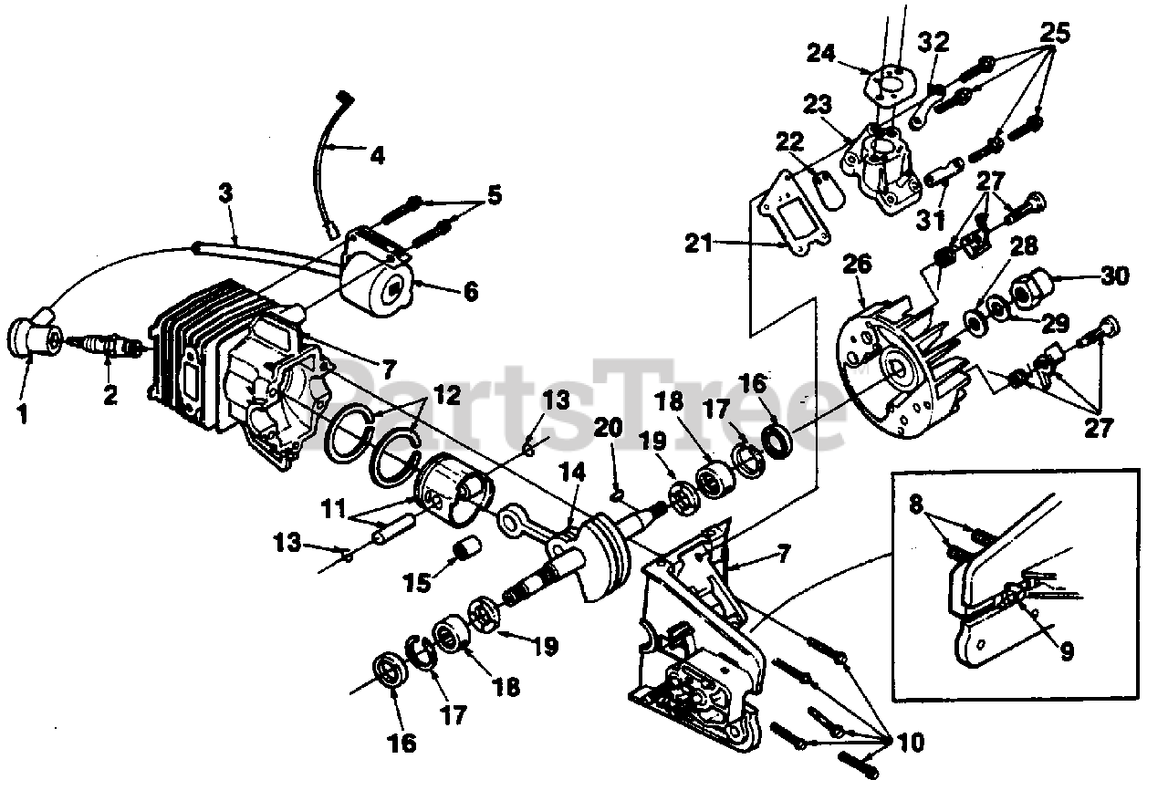 Homelite 245 (UT10638) Homelite Chainsaw Engine Internals Parts