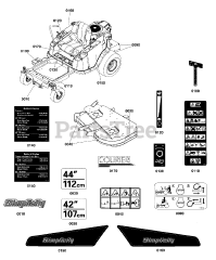 Simplicity 2691376-00 - Simplicity Courier 42" Zero-Turn Mower, 23hp Briggs & Stratton, Canada Decals Group