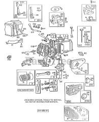 Briggs & Stratton 94908-5912-01 - Briggs & Stratton Vertical Engine Cylinder,Mufflers,Piston Grp