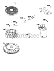 Briggs & Stratton 44U877-0025-G1 - Briggs & Stratton Vertical Engine Flywheel, Ignition, and Starter Group