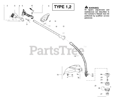 Poulan Pro PPB 150 E - Poulan Pro String Trimmer, Type 1 Handle &amp; Shaft Assembly Type 1,2