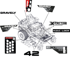 Gravely 918012 (ZT XL 42) - Gravely 42" Zero-Turn Mower, 21.5hp Kawasaki FR (SN: 040000 - 129999)