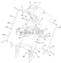 Toro 30291 - Toro 44" ProLine Walk-Behind Mower, Hydro Drive, 15hp (SN: 210000001 - 210005000) (2001) Upper Handles Assembly
