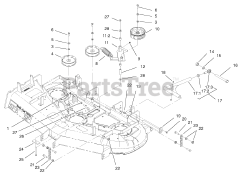 Toro 74198 (Z 153) - Toro 52" Z Master Zero-Turn Mower, Side-Discharge Deck (SN: 220000327 - 220999999) (2002) Idler, Pulley/Lift Strut, Chain Assembly