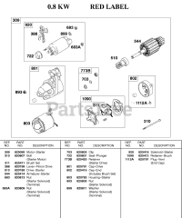 Briggs & Stratton 587447-0205-E2 - Briggs & Stratton Horizontal Engine Starter Motor--0.8KW