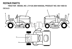 Husqvarna LTH 120 (954140003-A) - Husqvarna Lawn Tractor (1997-01) DECALS