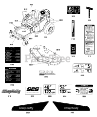 Simplicity 2691321-01 - Simplicity Courier 48" Zero-Turn Mower, 23hp Briggs & Stratton Decals Group