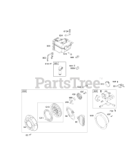 Briggs & Stratton 12E494-0110-E1 - Briggs & Stratton Horizontal Engine Electric Starter, Muffler Groups