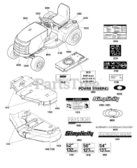 Simplicity 2691341-00 - Simplicity Prestige 52" Garden Tractor, 27hp Decals Group