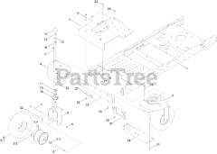Toro 74793 (SW 5425) - Toro 54" TimeCutter Zero-Turn Mower (SN: 316000001 - 316999999) (2016) Frame, Front Axle and Caster Wheel Assembly