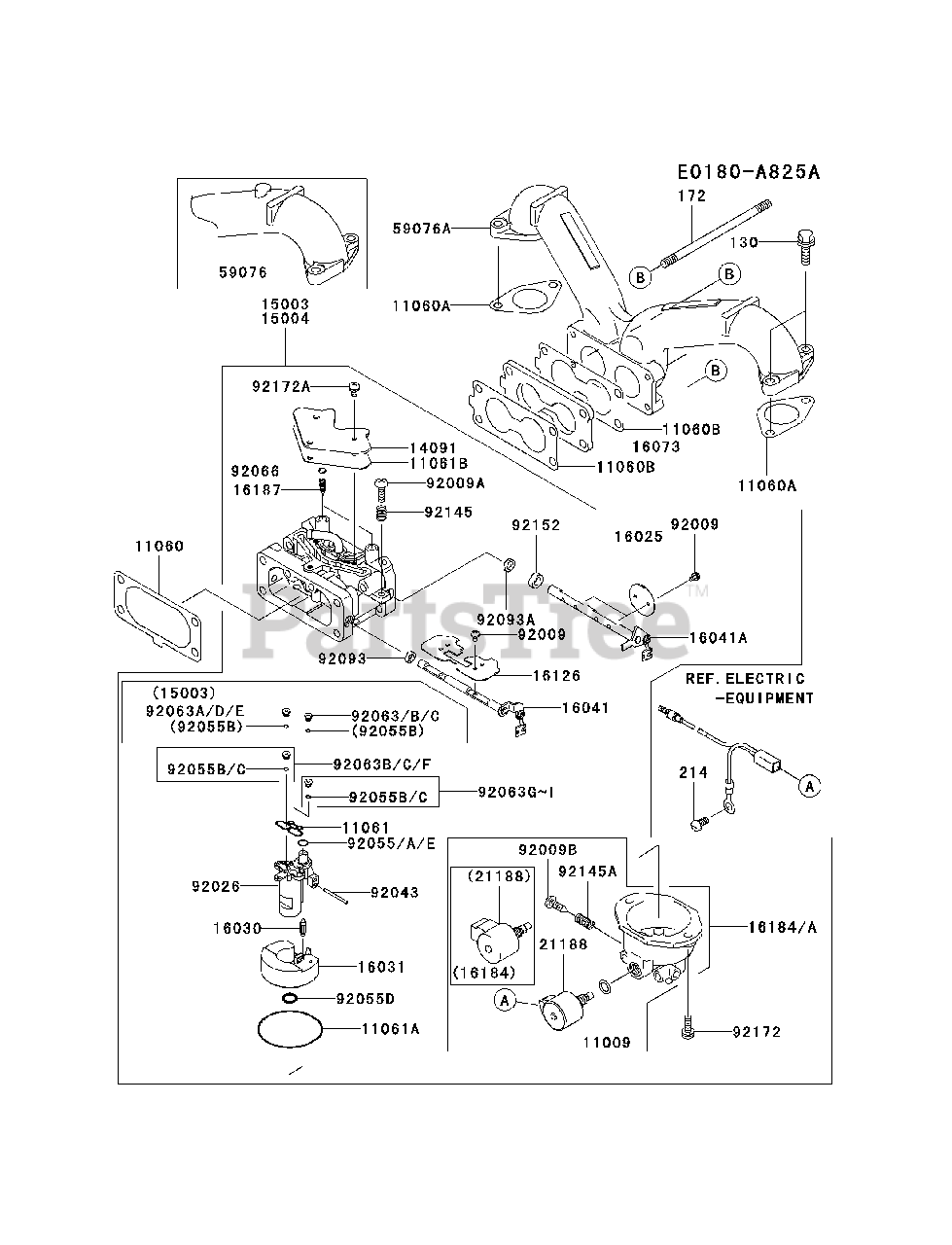 Kawasaki FH601V-JS11 - Kawasaki Engine CARBURETOR Parts Lookup with