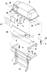 Exmark LZUV2B - Exmark Ultra Vac Twin Bagger for Lazer Z Mower (SN: 000850000 - 000919999) (2010) LZUV2B Hood &amp; Frame Assembly
